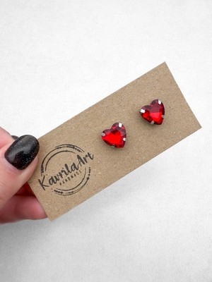 Rote Herz Ohrstecker elegant minimalistisch Schmuck Geschenk