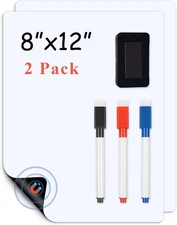 Magnetic Dry Erase Board Sheets, 8" x 12", 2-Pack for Kitchen Organization