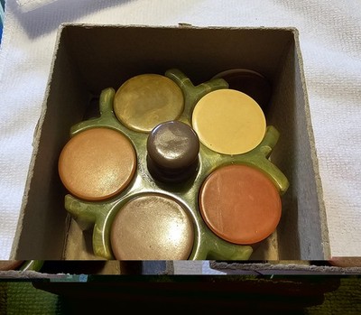 Vintage Bakelite/Catalin Green Poker Caddy Holder with Approx 96 chips in box.