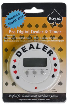 TEXAS HOLD' EM Poker Dealer Button & Digital Blinds Timer - Professional Clock