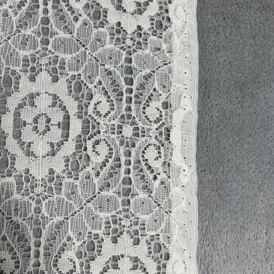 Vintage Embroidered Net Lace White  Floral Fabric 12 Yards 48" Decor 80's NOS - Image 4 of 4