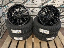  GLOSS BLACK 18" VW TRANSPORTER SWAMPER T6 T6.1 T5 T5.1 ALLOYS WHEELS AT3 TYRES
