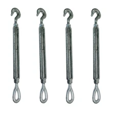 4 Pc 1/2" x 9" Hook Eye Galvanized Turnbuckle Drop Forged 1500Lb WLL Hook Eye 