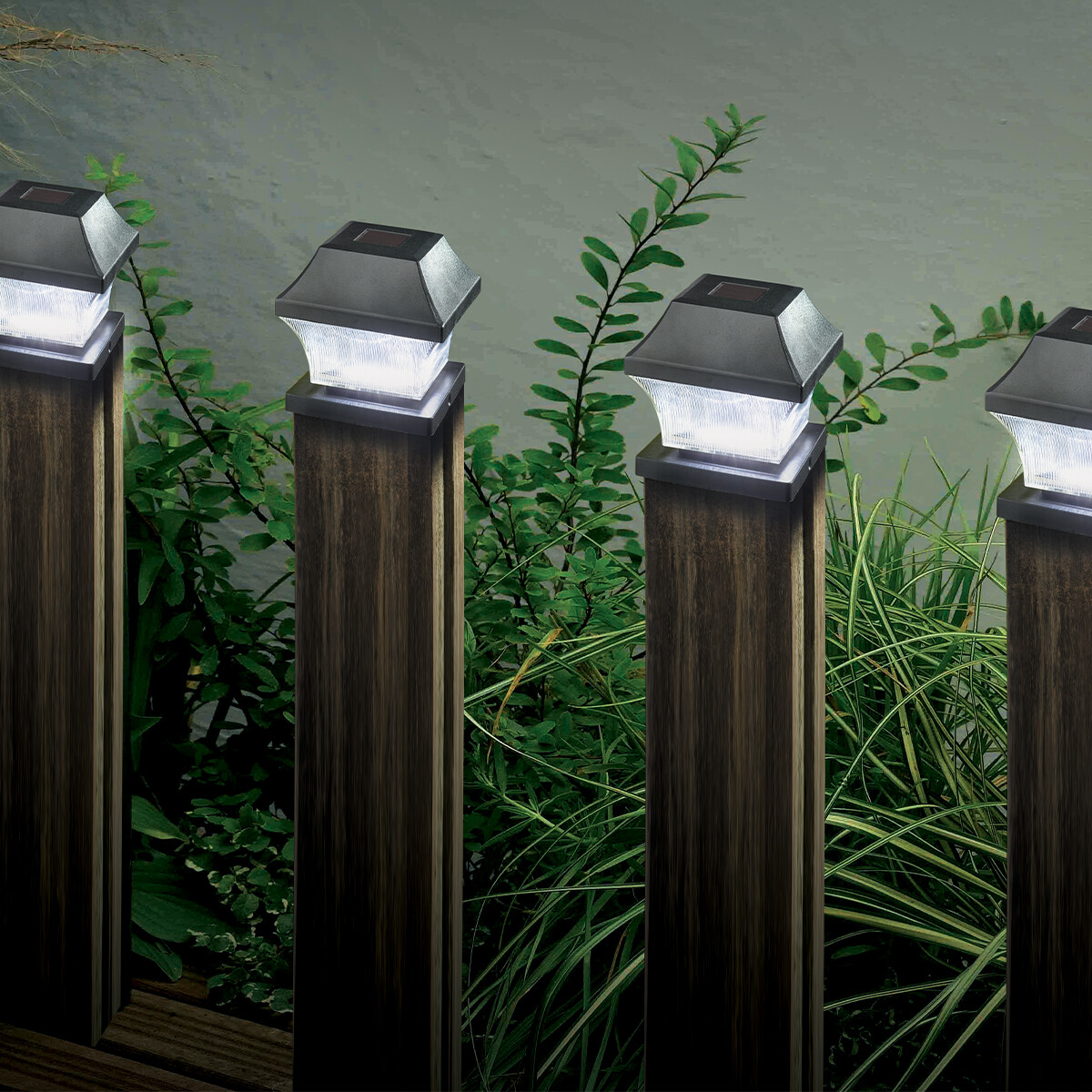 4 PACK | Solar Power Post Stake Topper Light | Downlight Walkway Garden Driveway
