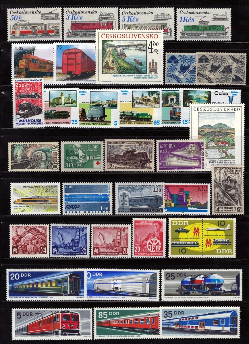 Trains & Locomotives MNH Topical Stamp Collection on 8 Pages