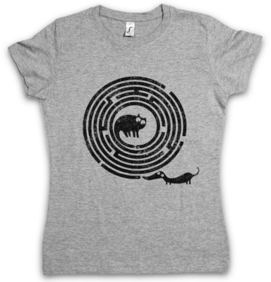 CAT DOG MAZE WOMEN T-SHIRT Spiral Labyrinth Mystic Hypnotic Esoterik Hypno