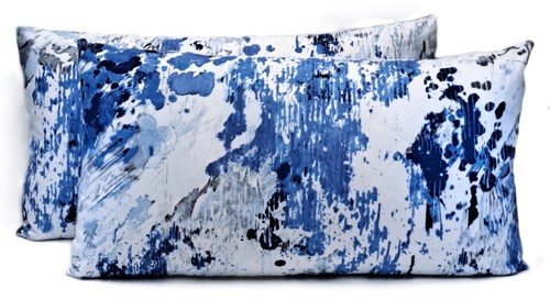 Abstract Azure P/Kaufmann Decorative Throw Pillow Cover 12x20 or 14x24 Lumbar - Picture 3 of 8