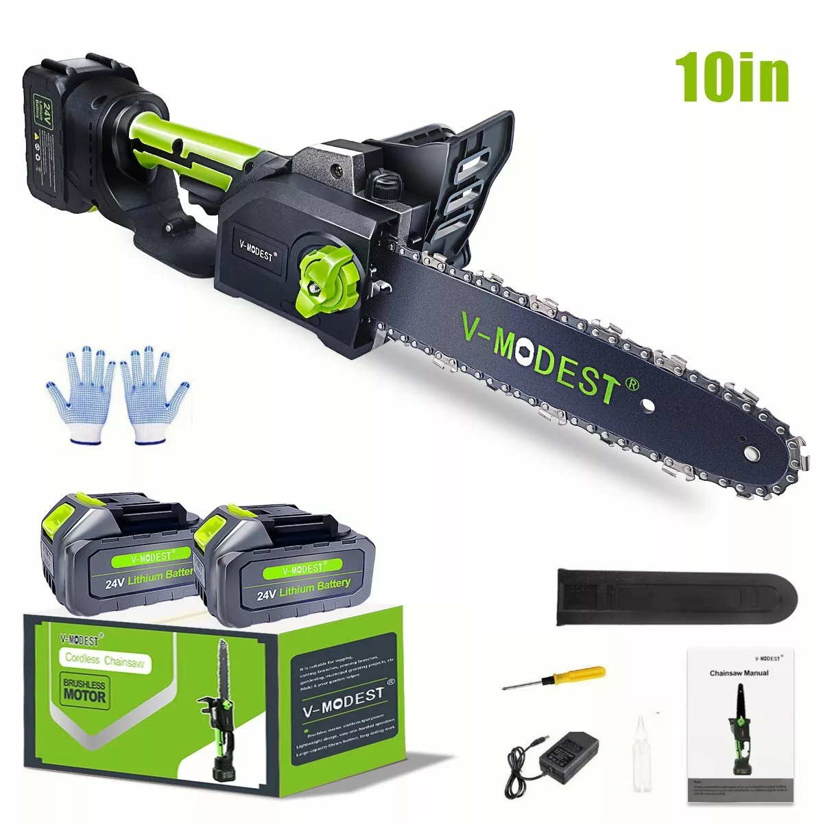 10 Inch Cordless Chainsaw Electric Brushless Mini Chain Saw 24V W