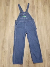 MINT COND Key Imperial Bib Overalls Mens 38x30 Carpenter Farmer Work Blue Denim