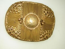 UNIQUE LARGE ANTIQUE BRASS WITH GOLD WASH FILIGREE ORNATE BUCKLE