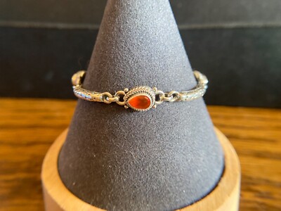 Sarda, Bali Handmade, 925 & Carnelian Adjustable Lobster Claw Bracelet Sm Wrist