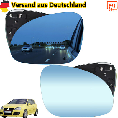 Für VW Golf 5 Passat Seat Spiegel Glas Spiegelglas Set Beheizt Außenspiegel Blau