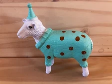 ANKYO PARTY SHEEP IN TEAL HAT AND PAJAMAS 4.75” FIGURE CAKE TOPPER