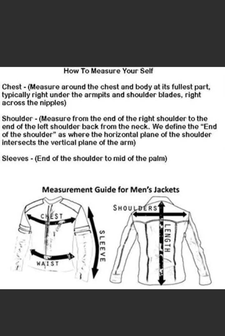 Body Measurements Leather Jacket Measurements Guide Black Leather