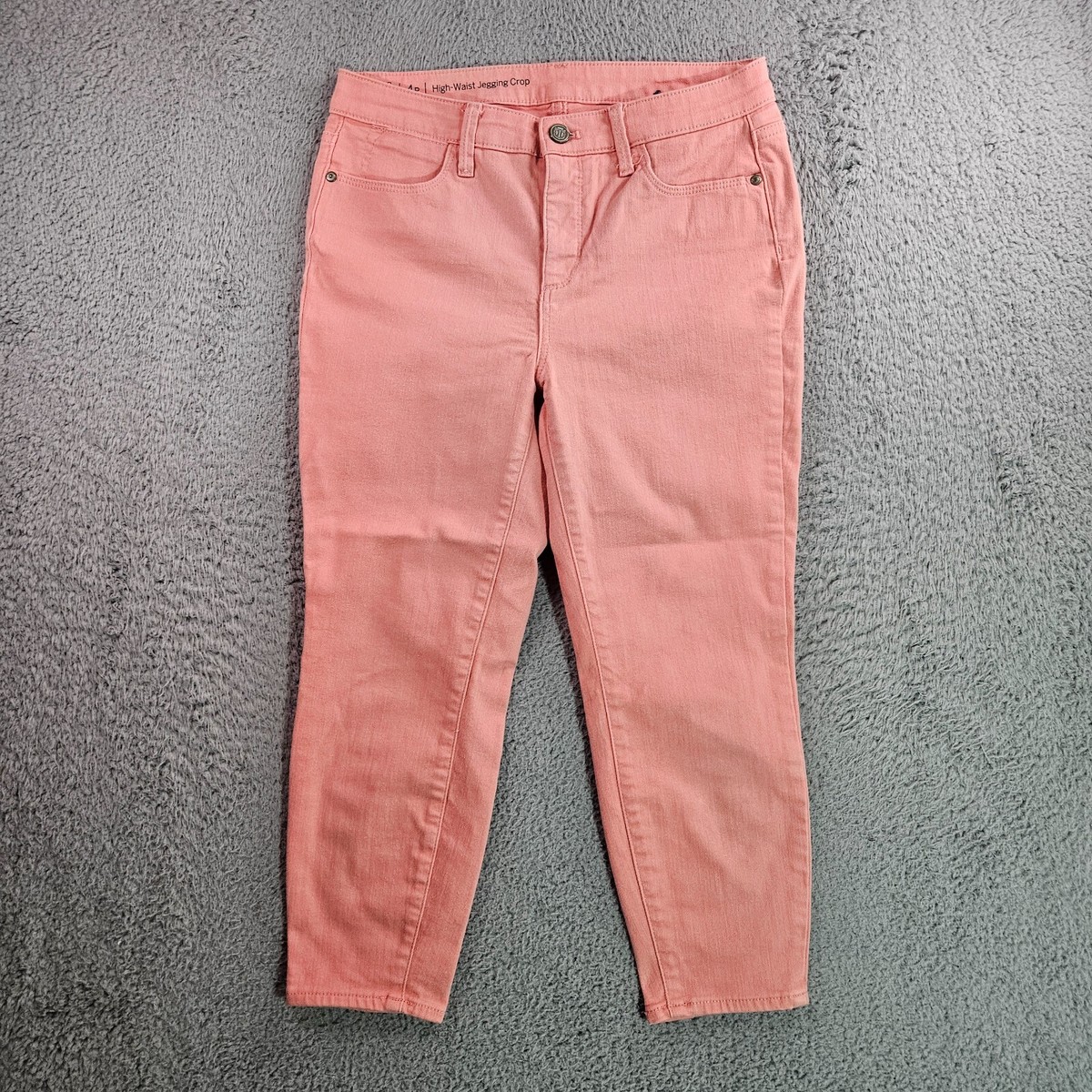 Talbots Jeans Women 4P High Waist Jegging Crop Zip Peach Orange
