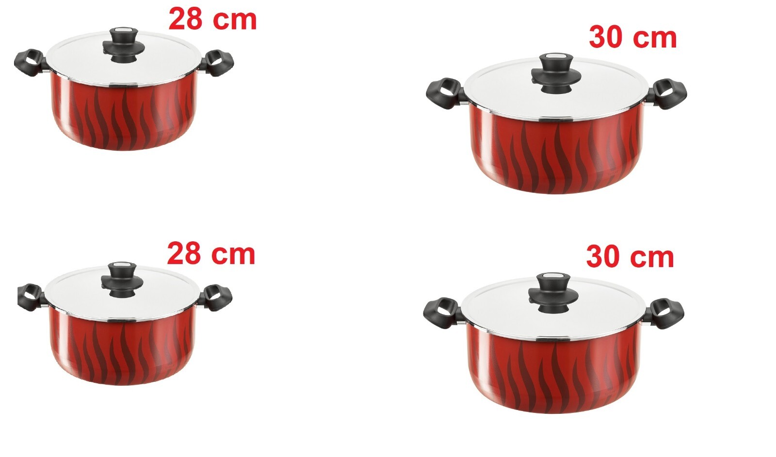 2 Tefal Tempo Cooking Pots Sets With Lid 28, 30 cm Non Stick Coated In France-image