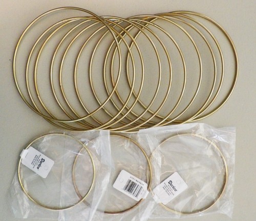 Lot of 13 Darice Gold Tone Metal 7" & 5" Rings for Macrame Crochet Other Crafts
