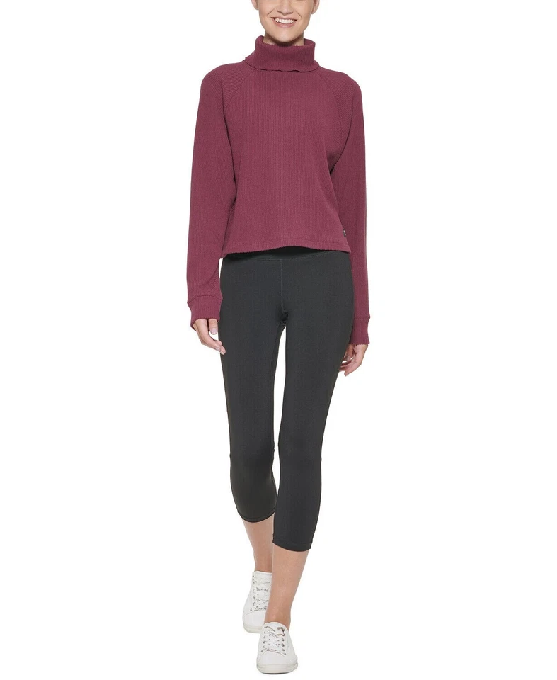 Calvin Klein Performance Women's Garnet Polyester Turtleneck Long-Sleeve Top L - Image 2 of 4