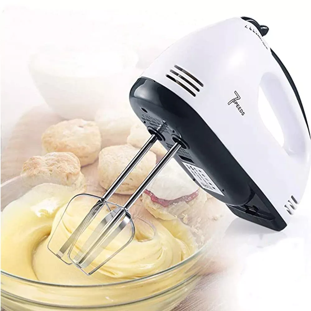 Hand Mixer Electric Handheld Blenders, 7-speeds Cake Whisk With 2 Beaters &  2 Dough Hooks Mini Egg Cream Food Beater For Kitchen Baking Cake