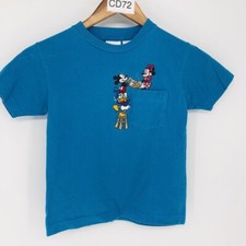 90's Disney Store Mickie Minnie Unisex Kid's Blue Cotton Short Sleeve T-Shirt S