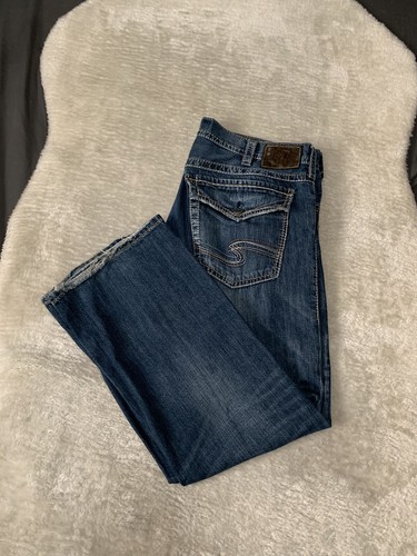 Silver Jeans Co. Zac Jeans Uomo – Vestibilità Rilassata, Gamba Dritta, Lavaggio Scuro SDK353, 32W X 34L