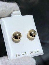 14k Yellow Gold 9mm Round Bead Design Ball Stud Earrings Butterfly Backs Gift