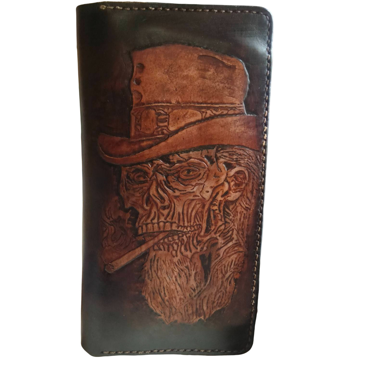 LEATHER POLYAKOFF Handcrafted Natural Leather Wallet, Skull & Bullets, Ukraine image 2