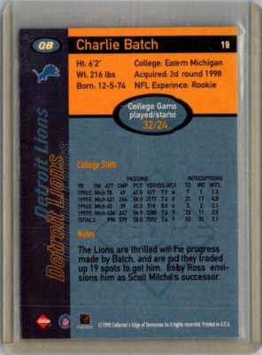 1998 Collector's Edge First Place #19 Charlie Batch | eBay