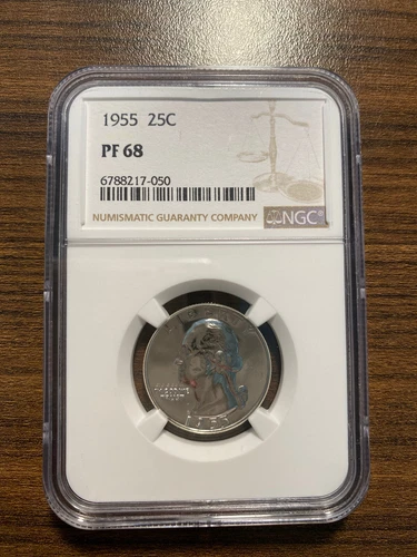 1955-P Washington Silver Quarter 25C NGC PROOF PR PF 68 Type 1, Silver