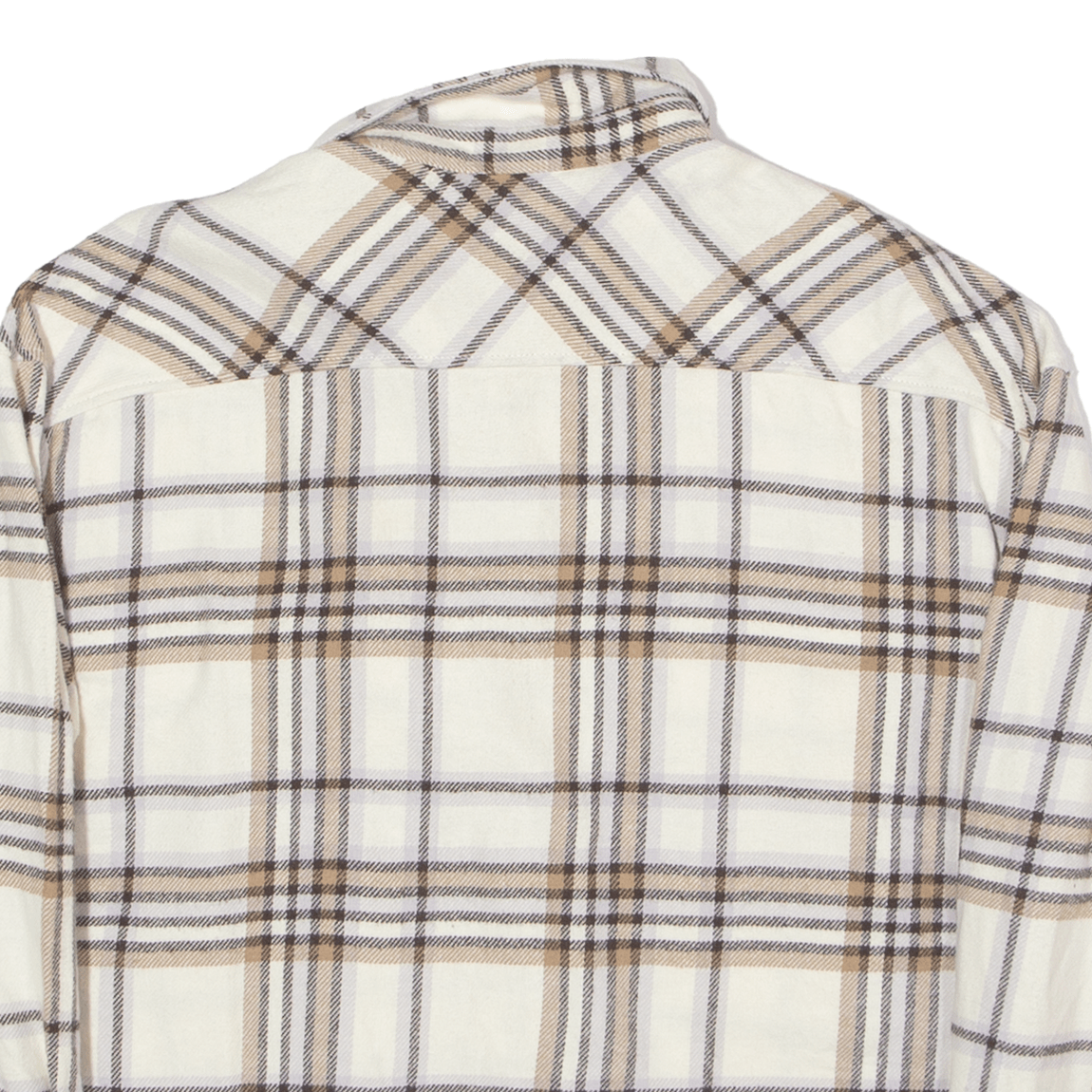 ZARA Womens Flannel Shirt Cream Plaid Long Sleeve S eBay