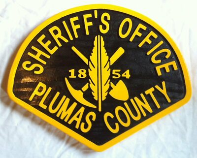 Plumas County Sheriff 3D routed wood Patch Plaque Sign Custom carved
