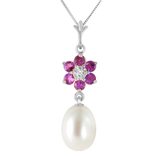 Collier Mi-long Perles Et Pépites D'améthyste - Vintage 2010, Occasion, Violet/mauve Brillant