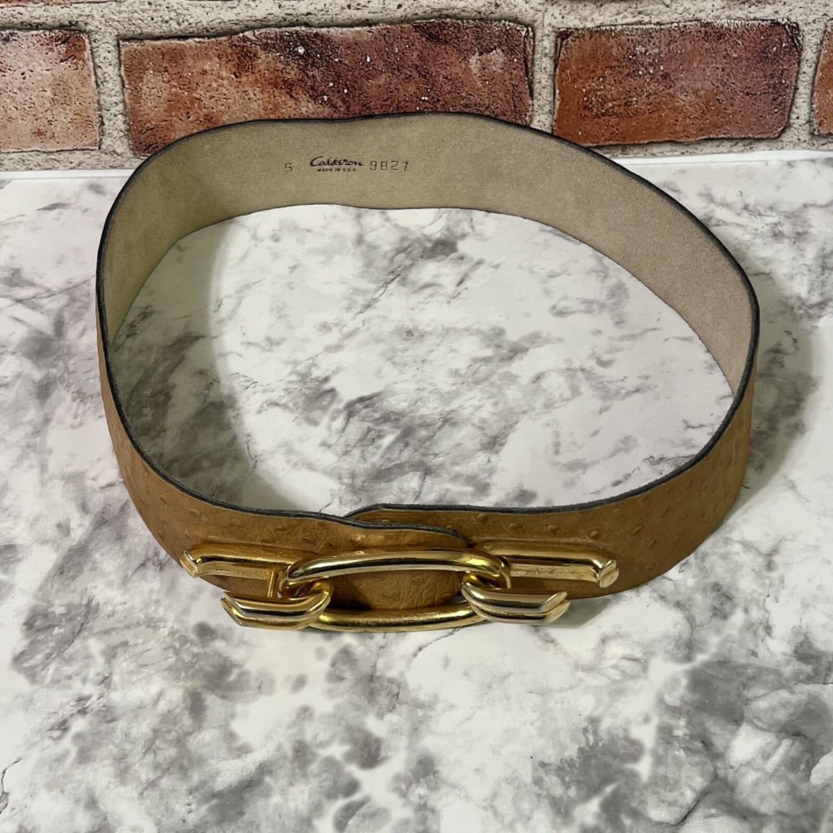 VTG Calderon Full Quill Ostrich Leather Belt VTG Calderon Genuine Full Quill Ostrich Leather Belt Small  main image 2