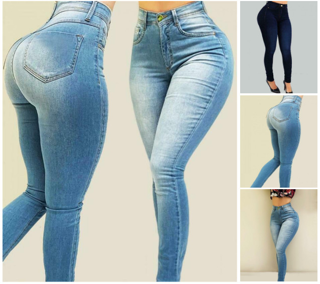 Jeans Colombianos Cintura Alta Pantalón Para Mujer Elástico Slim Jeans Cintura Alta