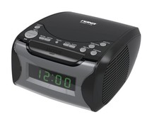 Digital Alarm Clock Radio with CD Player and USB Charge No Size, Shiny Black