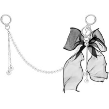 Pearl Purse Chain Bag Purse Charms Chain for Handbags with Mesh Bow Metal