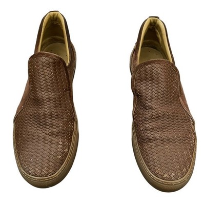 BUSCEMI Mens Brown Woven Leather Suede Slip On‎ Loafers Italy 48 Quiet Luxury BUSCEMI Mens Brown Woven Leather Suede Slip On Loafers Italy  main image 4