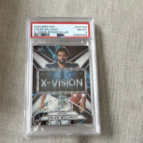 Panini Spectra X-Vision Interstellar Prizm /50 Caleb Williams Rookie PSA 8 Bears