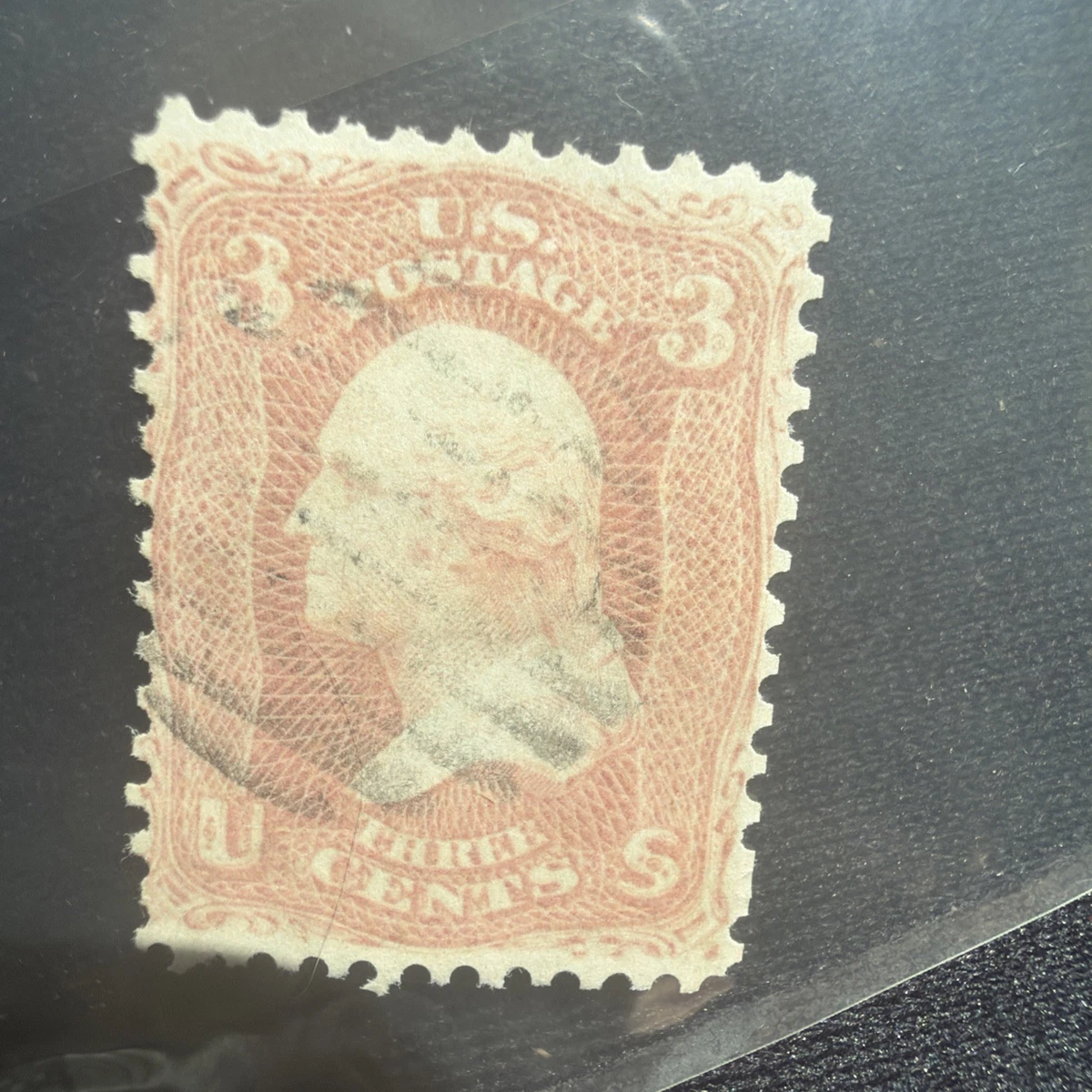 米国アンティーク切手 1861年 使用済 ジョージ・ワシントン 3￠切手 George Washington 3 Cent Stamp In Used Us Stamps (19th Century