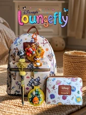 Loungefly Disney Princess Icons & Sidekicks Backpack, Wallet, CHARM Pen& Mirror 