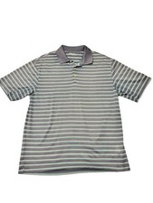 Nike Golf Polo Men s XL Dri-Fit Striped Gray Green Short Sleeve Pre-Owned