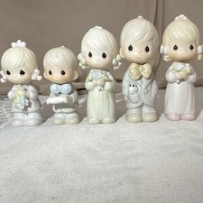 Precious Moments Porcelain Wedding Figurines Set of 5 Multicolor Bride  Groom