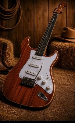Country Western Electric Guitar Smooth Strat Twang -Santos Rosewood Top