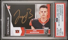 Joe Burrow Auto 2020 Panini Elite Pen Pals RC Rookie Gold Ink PSA 8 Bengals