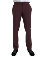 Dolce & Gabbana Maroon Wool Men Slim Fit Dress Men's Pants Authentic