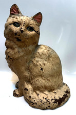 ANTIQUE HUBLEY 302 PERSIAN SITTING CAST IRON CAT DOORSTOP