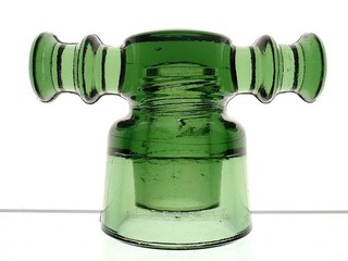 EXCEPTIONAL RICH YELLOW GREEN FOLEMBRAY No 285 Glass Robot Arms T Bar Insulator