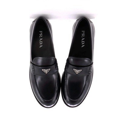 Prada Women's Triangle Logo Loafers Spazzolato Leather | eBay
