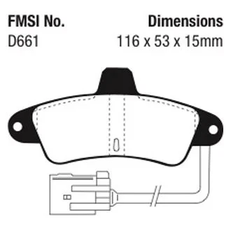 For Mercury Cougar 99-02 EBC DP2965 Greenstuff 2000 Series Sport Rear Brake Pads Foto 2 de 3