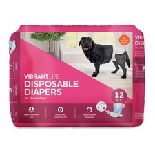 Vibrant Life Disposable Dog Diapers for Female Dogs, L, 12 Count